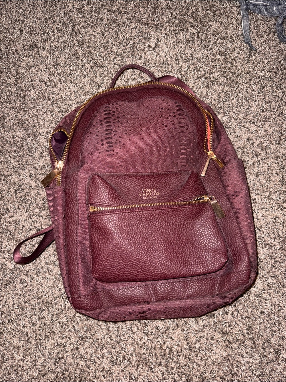 Vince Camuto Wine Red Women's Backpack with Gold Hardware